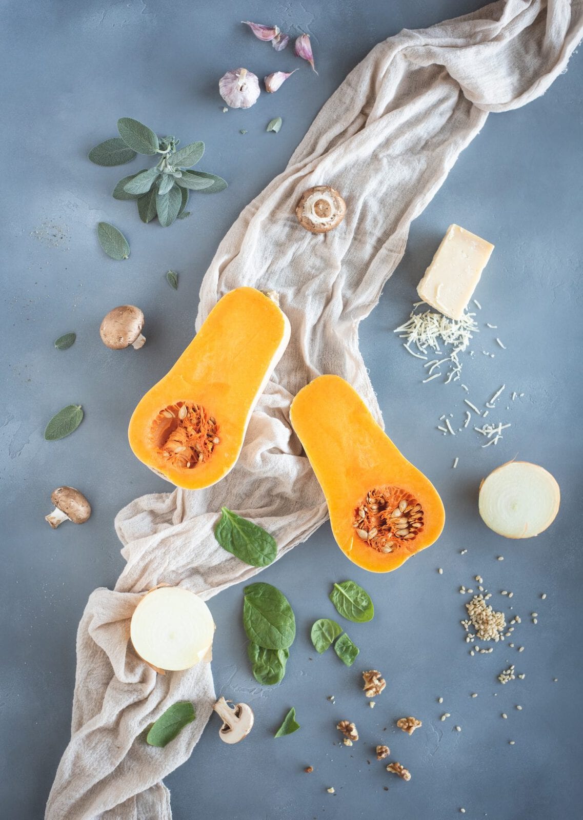 ingredients for Brown Rice Risotto with Butternut Squash & Mushrooms recipe