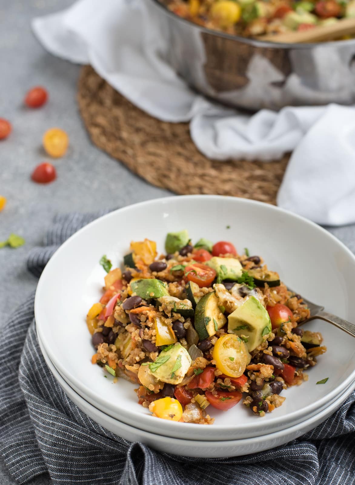 bowl of Black bean quinoa casserole