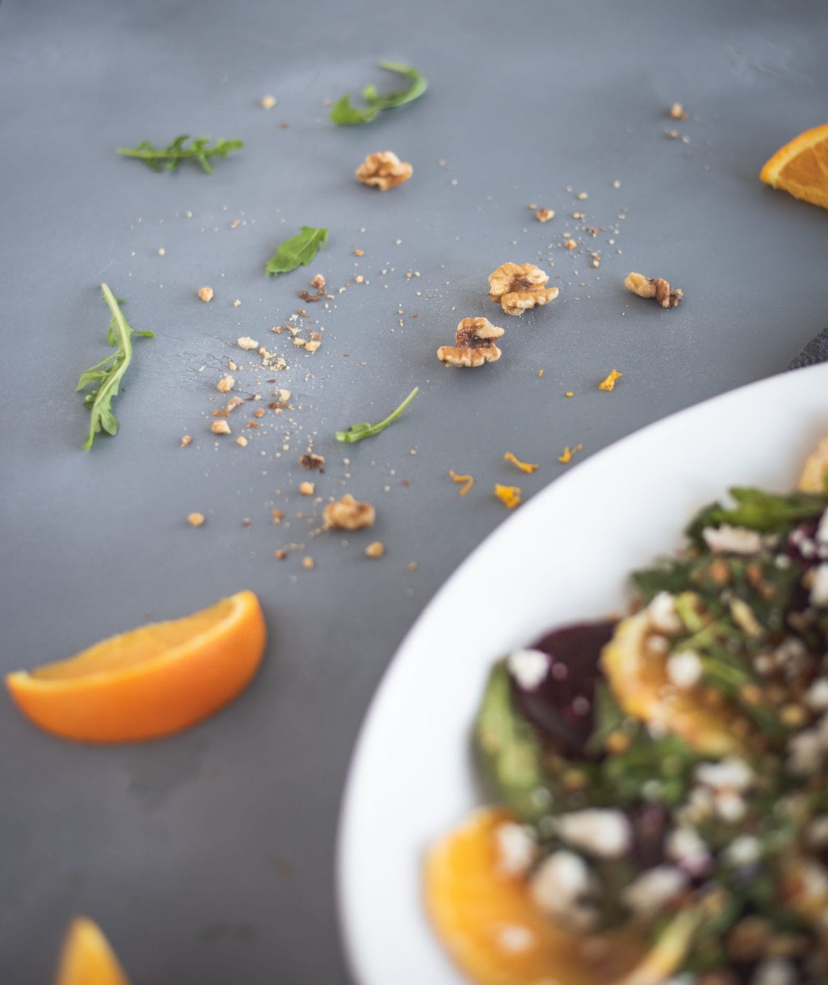 Picture of walnuts by arugula salad