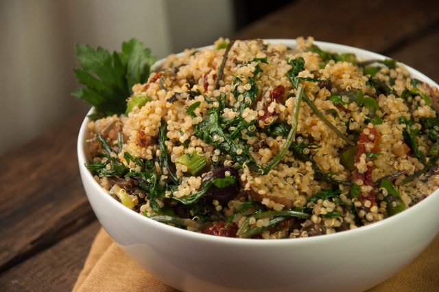 Light and tasty quinoa salad that is vegan, easy to make, highly customizable, and chalk full of vitamins!