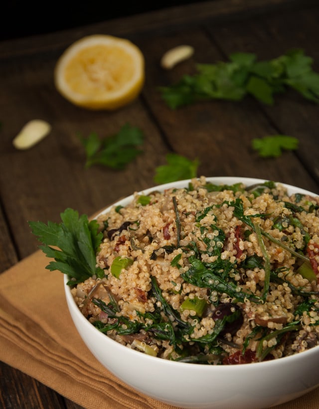 Light and tasty quinoa salad that is vegan, easy to make, highly customizable, and chalk full of vitamins!