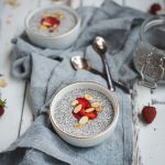 Almond chia seed pudding in two bowls