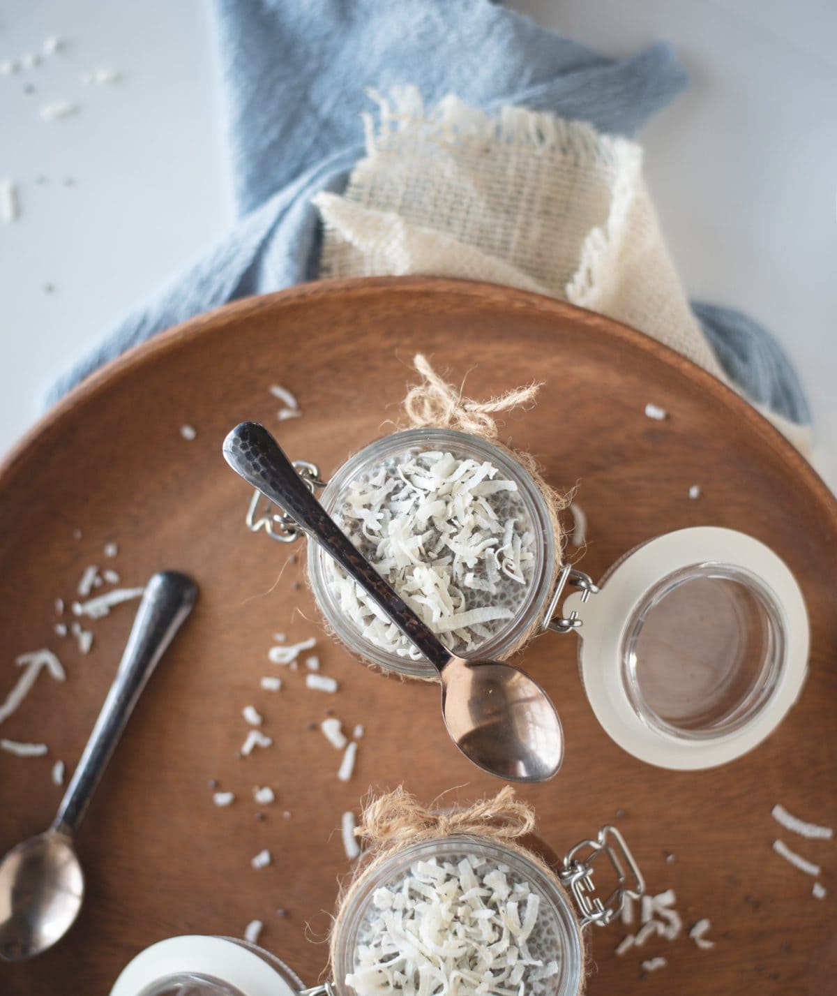 close up overhead picture of Almond joy chia seed pudding