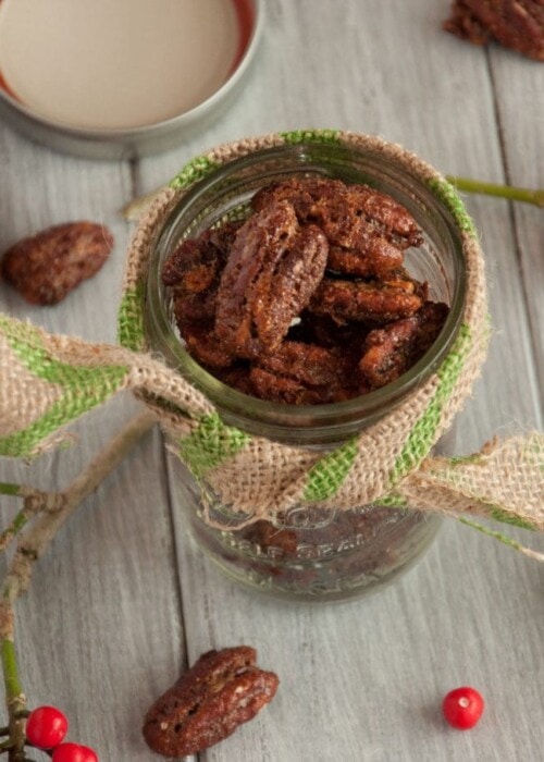 These spiced pecans have an addicting balance of salty and sweet, with a hint of spice and a toasty decadent richness that is perfect for the holidays.