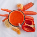 Fresh carrot juice with zesty red pepper, sweet orange juice, and a tangy lemon undertone is an immunity booster, loaded with Vitamin C.
