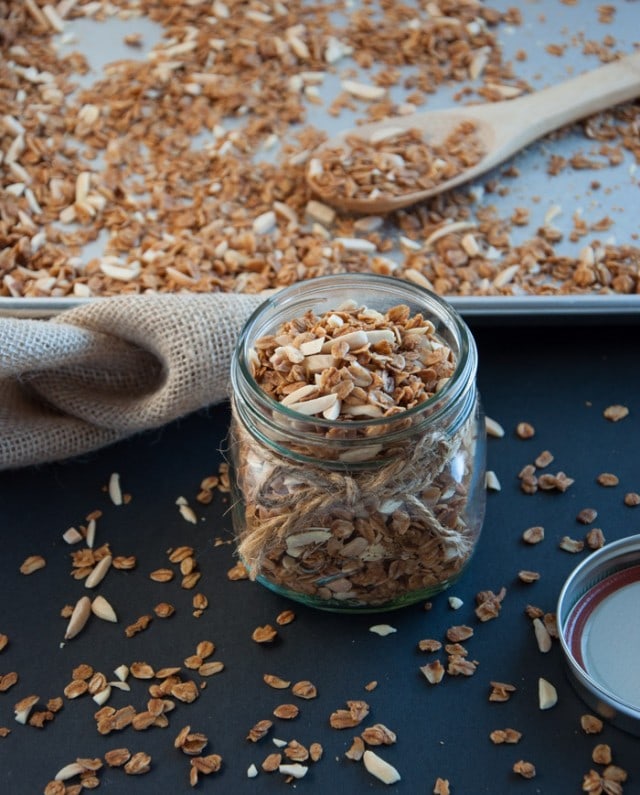 Easy base granola recipe that can be tweaked to fit your preferences with dried fruit, nuts, and even chocolate.