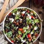 This deliciously fresh summer salad with feta, pecans, basil and blackberry vinaigrette is a perfect light and healthy salad for a quick weeknight meal.