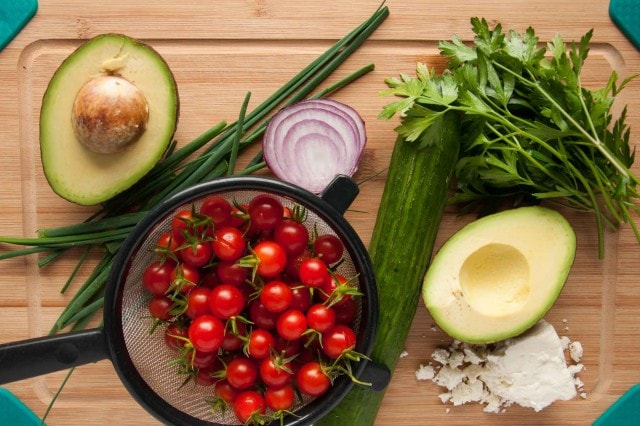 This quick and easy tomato avocado cucumber salad is packed with fresh flavor and is a great side dish to any entree or perfectly delicious on its own.