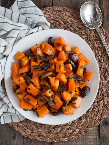 This delicious butternut squash is roasted to perfection and then tossed in a savory brown butter sauce with flavorful, crispy fried sage.