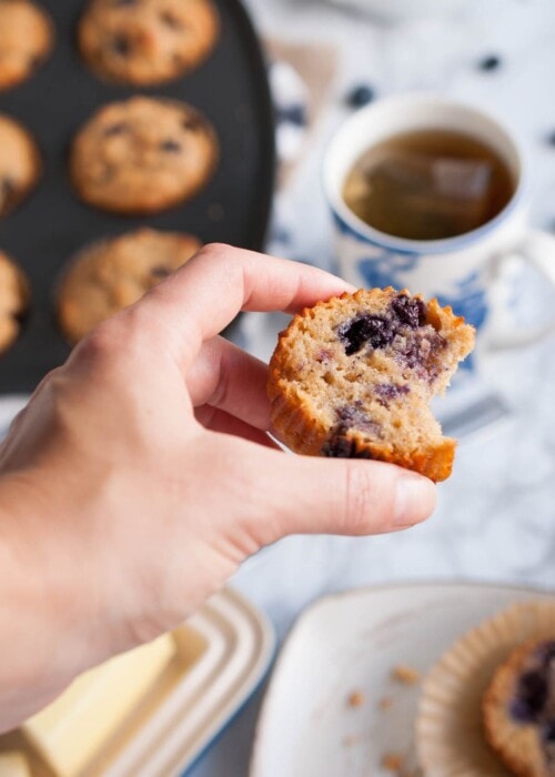 These whole wheat blueberry muffins are made with wholesome ingredients like honey, coconut oil, and Greek yogurt to your make breakfast more nutritious.