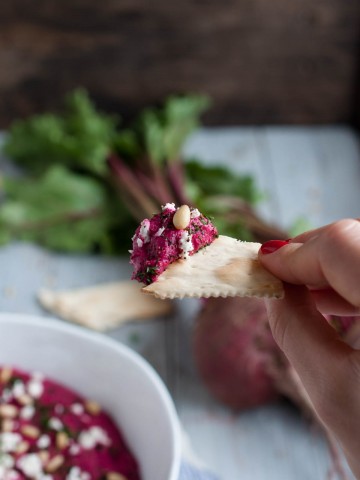 This beet hummus is as delicious as it is beautiful with its vibrant pink color, earthy flavor, and healthy as can be with over 7 grams of protein per serving.