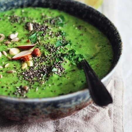 green soup in a bowl