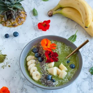 This creamy matcha smoothie bowl is an energizing way to start the day with just enough sweetness to taste fabulous but not enough to make you crash.