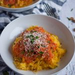 Romesco sauce is a Spanish staple made from roasted red peppers, tomatoes, and garlic that is served over fish, pasta, spaghetti squash, or a dip for bread.