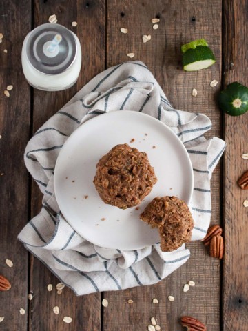 Healthy zucchini cookies that are both and delicious and good for you with banana, oats, flax, coconut oil, coconut sugar, and (of course) zucchini.