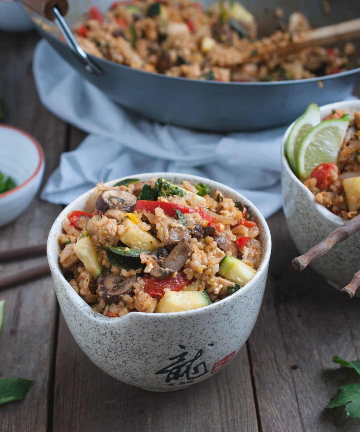 Bowl of Thai fried brown rice