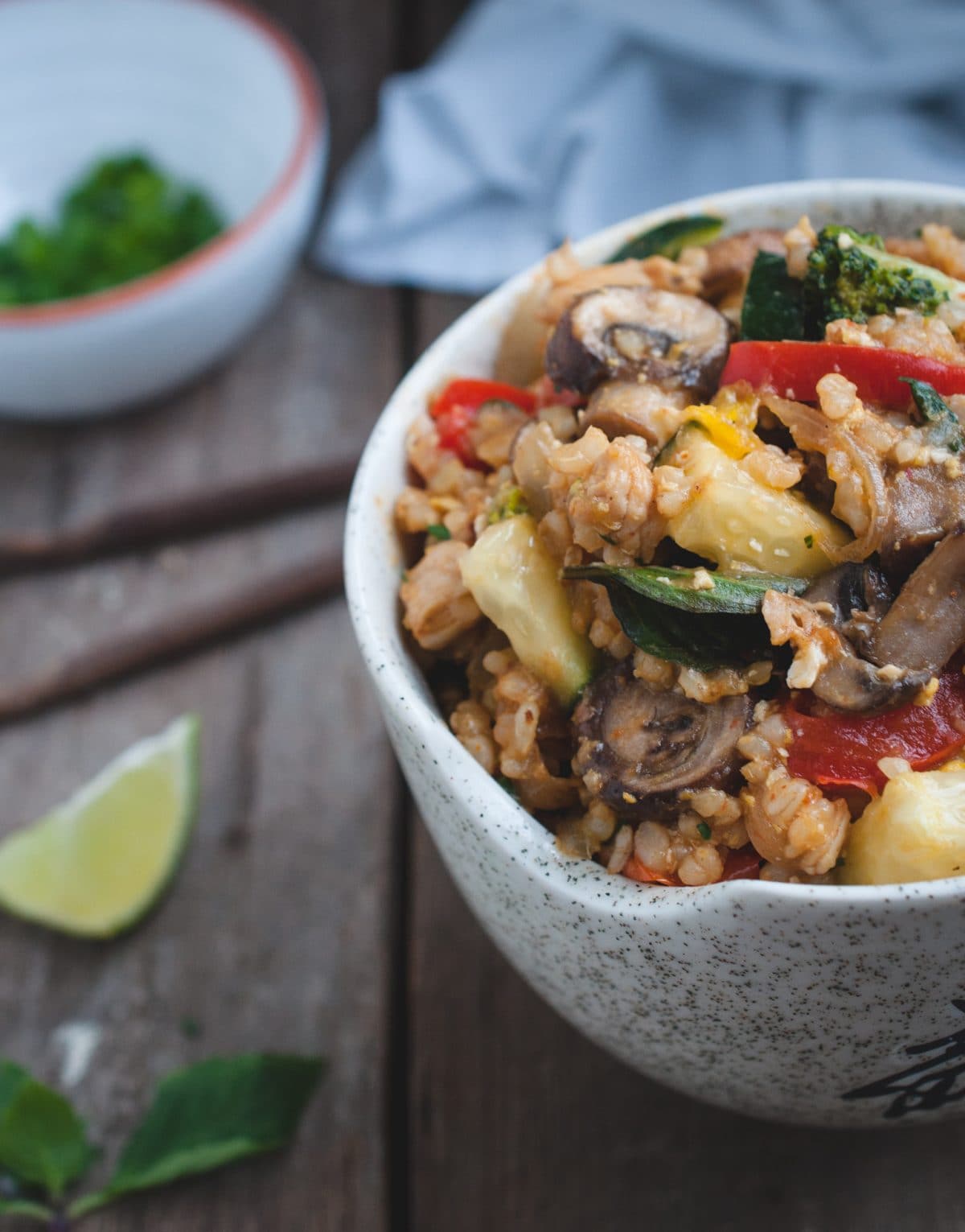 Close up image of Thai fried brown rice