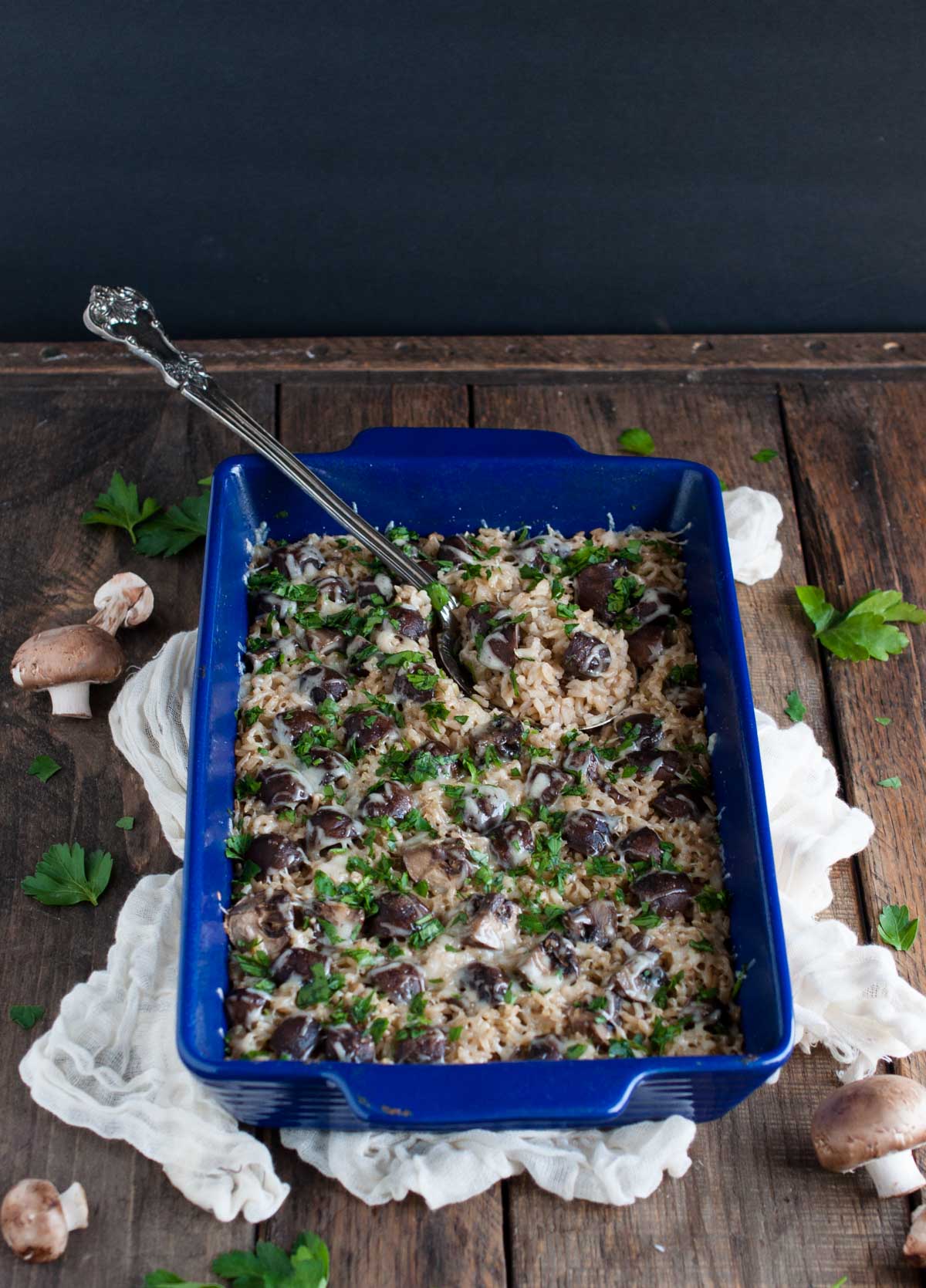 Mushroom brown rice pilaf is the perfect side dish! Its easy, filling, loaded with veggies and flexible enough to go with whatever main dish is on the menu.