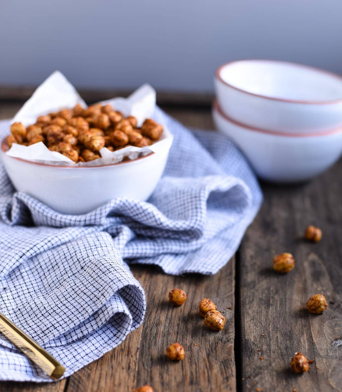 These spicy roasted chickpeas are a tasty and satisfying savory high protein snack with over 6 grams of protein in each delicious serving. 