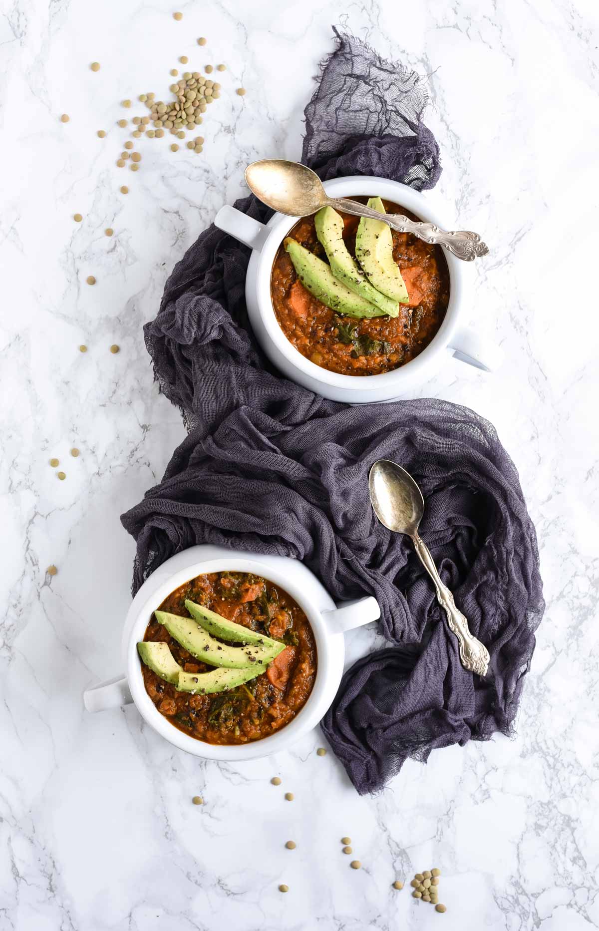 curry lentil soup overhead photo