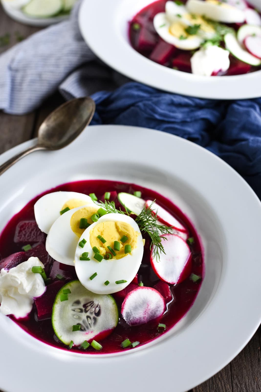 Cold borscht up close picture, summer borscht