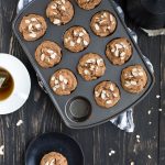 almond muffins with tea kettle from overhead