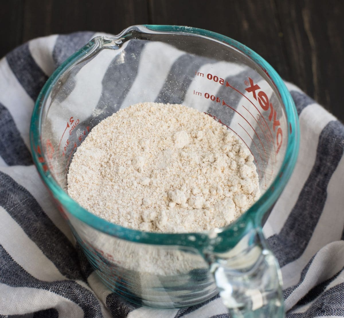 flour in a measuring cup