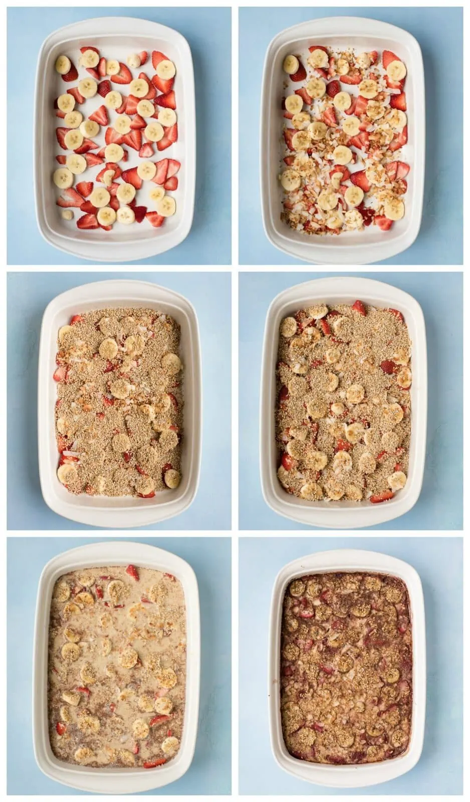 strawberry banana steel cut oat bake process step pictures