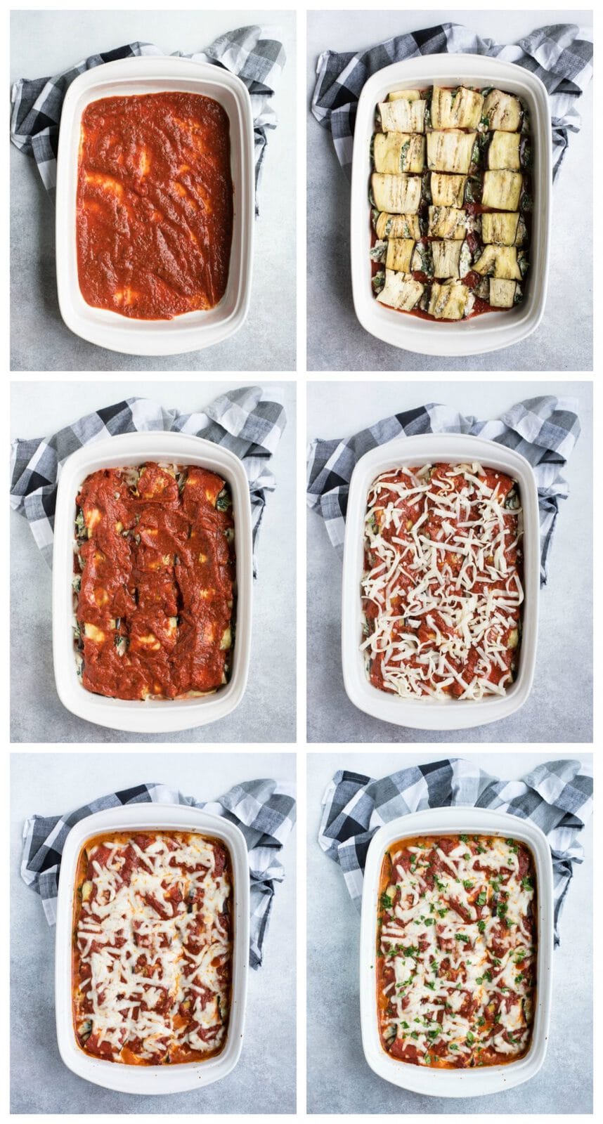 step by step instructions for eggplant lasagna roll ups
