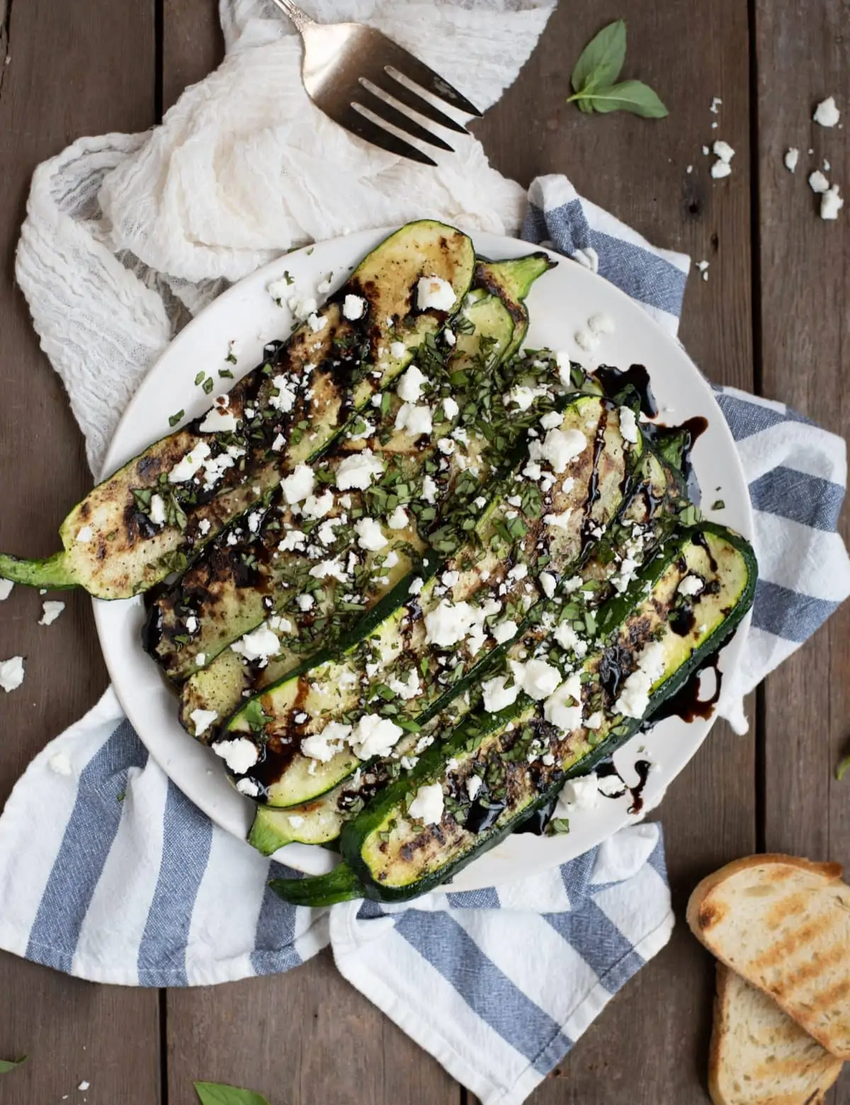 Overhead picture of grilled zucchini