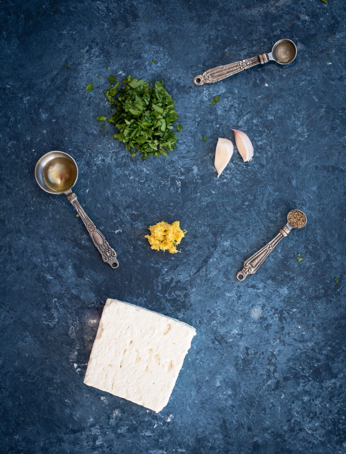 Picture of ingredients for whipped feta with herbs