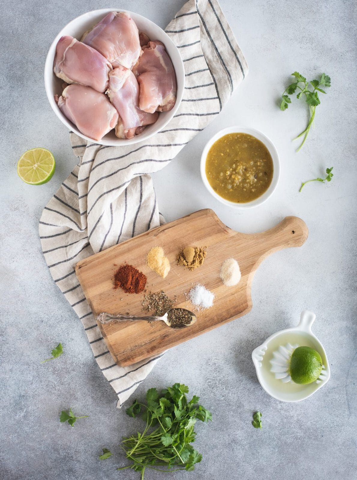 Overhead picture of ingredients for Slow Cooker Cilantro Lime Chicken Recipe