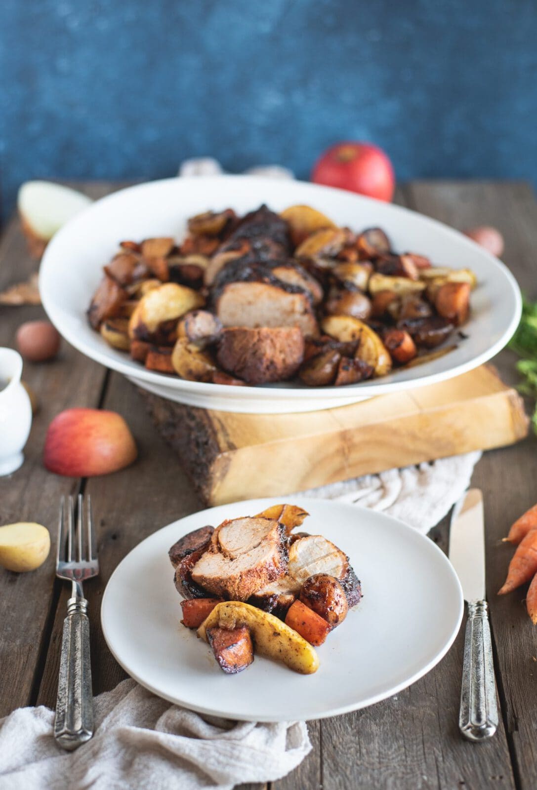 Picture of plate of Pork Tenderloin with Apples and Root Vegetables
