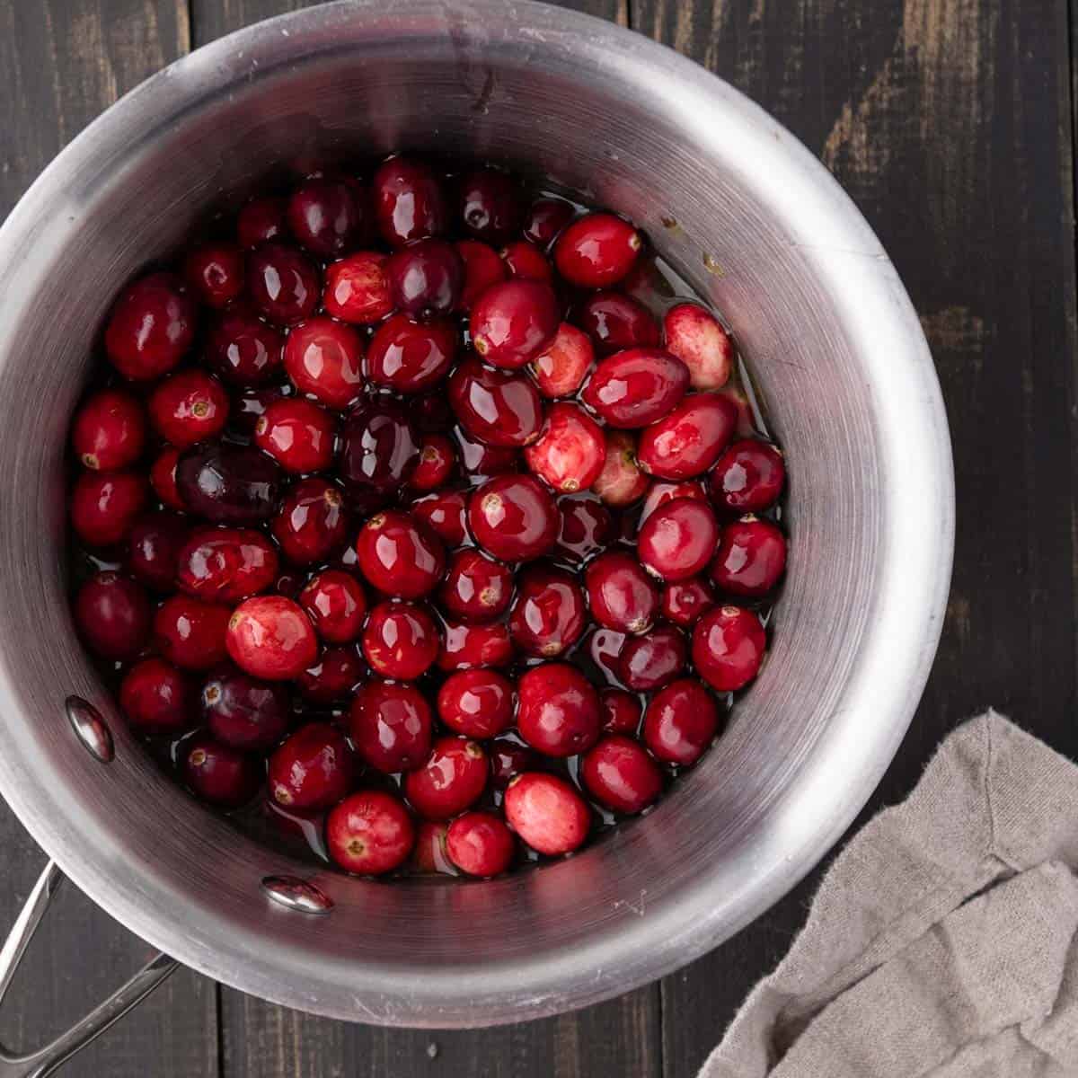 pot with cranberries in it