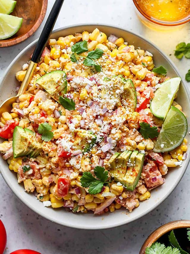 Mexican corn salad in a bowl