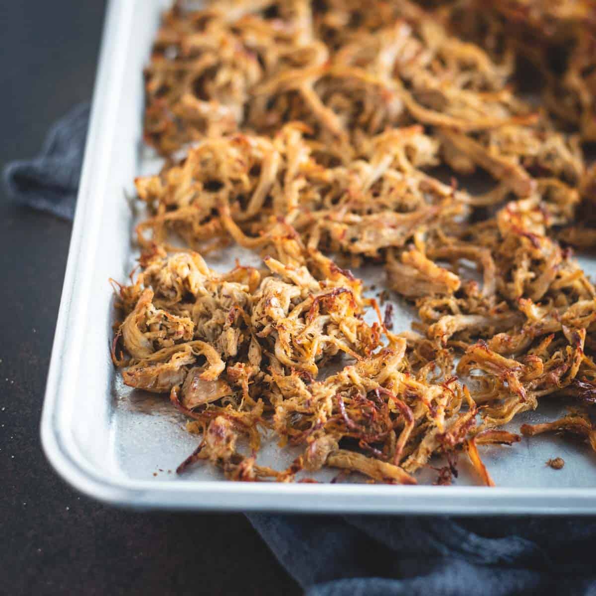 crispy carnitas ona baking sheet
