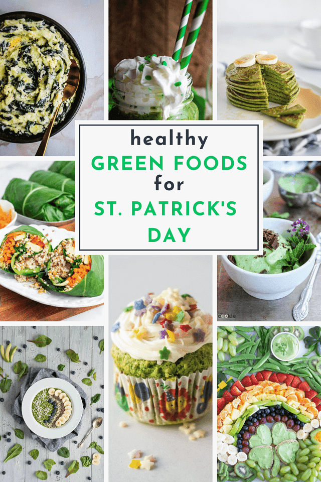 collage of green foods for st. patrick's day
