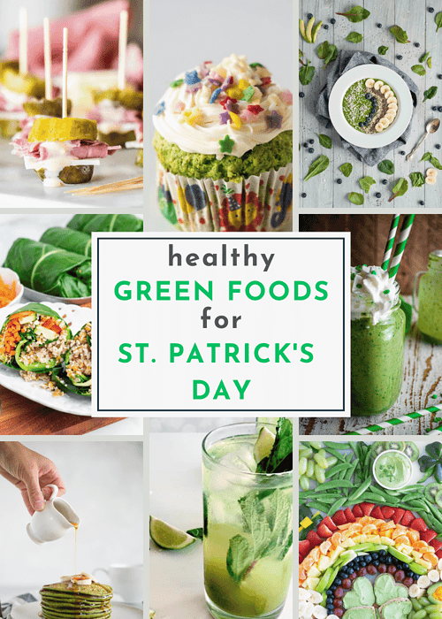 collage of green foods for st. patrick's day