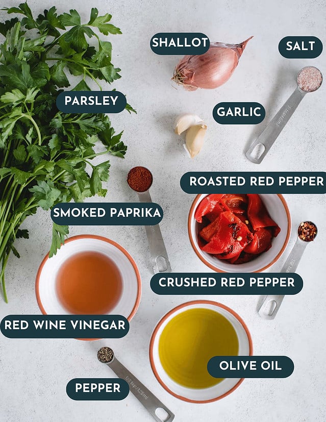 labeled ingredients on a gray background