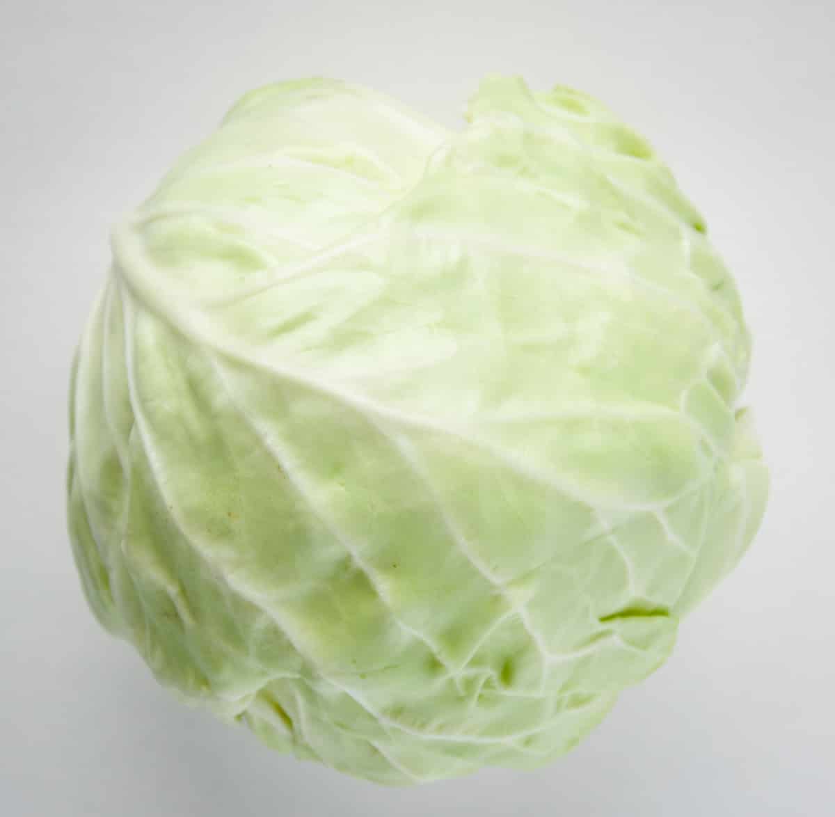 head of green cabbage on white background